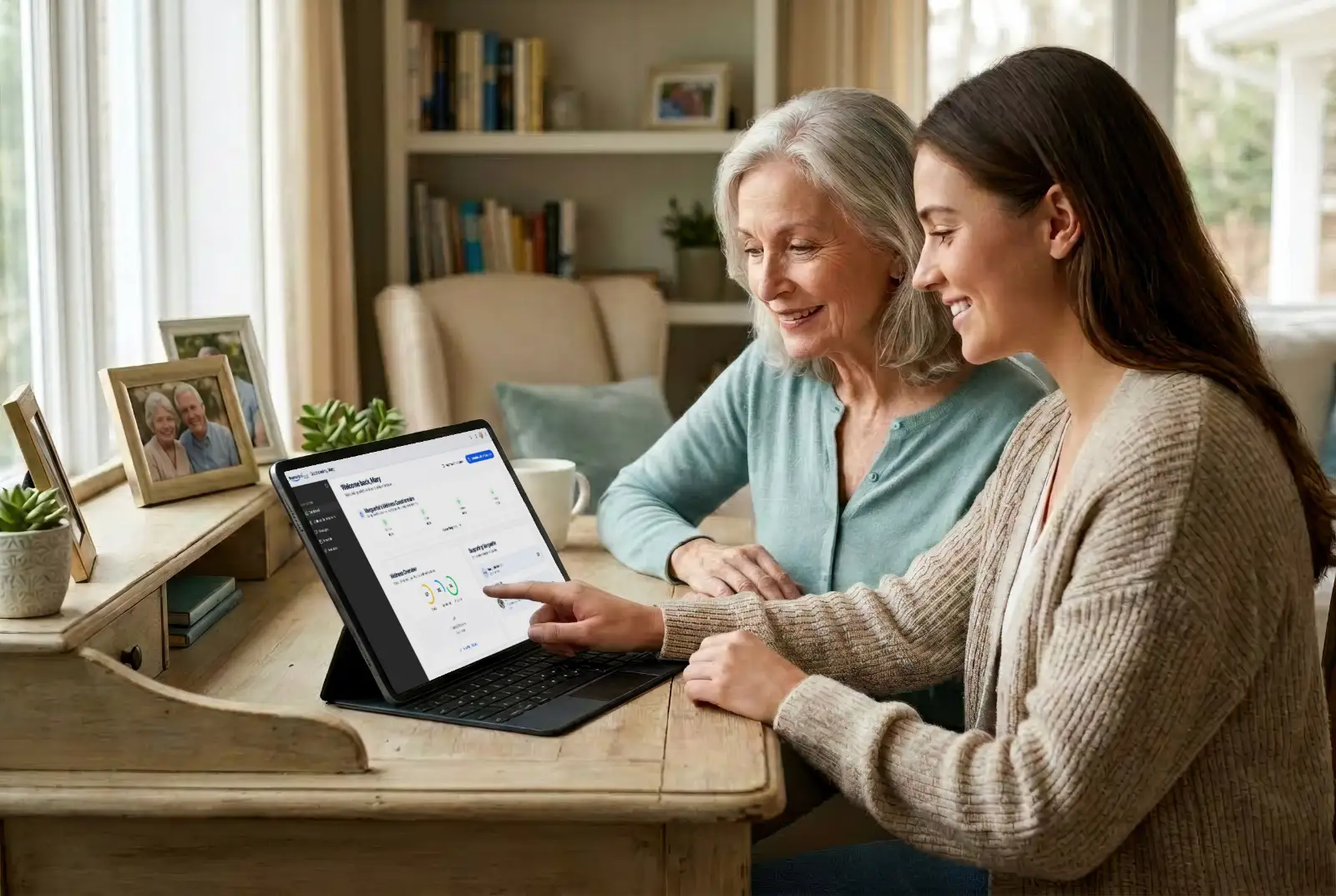 A family member spending time with their grandmother